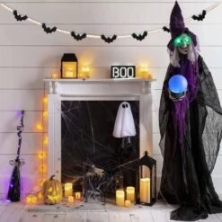DAZONGE Halloween Decorations Indoor/Outdoor, Wood Halloween Felt Bats Bead Garland Banner For Halloween Decor, Farmhouse Halloween Decorations For Fireplace Mantle Walls -National Tree Company Sale Shop 511cLbfdHcL