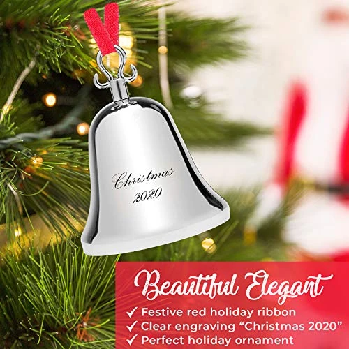 Klikel Christmas Ornament 2020 - Christmas Bell - Bell Ornament For Christmas Tree - Christmas Bell Silver Ornament - Engraved Christmas 2020 - With Red Ribbon And Red Gift Box - 7th Annual Edition 6 Klikel Christmas Ornament 2020 - Christmas Bell - Bell Ornament For Christmas Tree - Christmas Bell Silver Ornament - Engraved Christmas 2020 - With Red Ribbon And Red Gift Box - 7th Annual Edition - Image 4