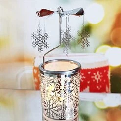 Kingnero Christmas Snowflake Carousel Candle Rotating Rotary Candle Holder Spinning Tealight Candleholder For Relatives And Friends Gifts -National Tree Company Sale Shop 511fi7RotNS