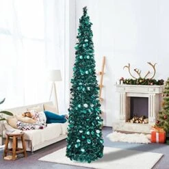 Halloween Pumpkin Tree With 50 Lights,5ft Pop Up Purple Pencil Collapsible Tinsel Halloween Christmas Trees Decorations Indoor For Home Door Porch Bedroom Decor Holiday Party,WOKEISE -National Tree Company Sale Shop 511zomy5fpL. AC