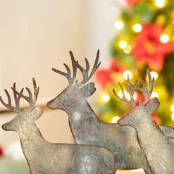 Glitzhome Christmas Table Decorations 12.81 Inches Metal Christmas Reindeer Decor Galvanized Deer Decoration For Home Country Christmas Decor Rustic Xmas Desk Decoration -National Tree Company Sale Shop 512924y4AwL