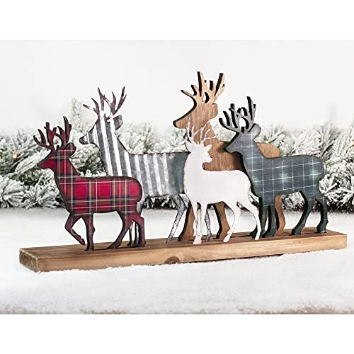 Glitzhome Christmas Centerpiece Table Decoration 18 Inches Galvanized Metal Christmas Reindeer Decor Farmhouse Galvanized Wood Deer Decor Rustic Christmas Decor For Table Mantle Fireplace Xmas Decor 6 Glitzhome Christmas Centerpiece Table Decoration 18 Inches Galvanized Metal Christmas Reindeer Decor Farmhouse Galvanized Wood Deer Decor Rustic Christmas Decor For Table Mantle Fireplace Xmas Decor - Image 5