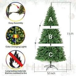 Hykolity 7.5 Ft Prelit Christmas Tree, Artificial Christmas Tree With 450 Color Changing LED Lights, 1450 Tips, Metal Stand And Hinged Branches, 10 Color Modes -National Tree Company Sale Shop 512OLqjz7oL