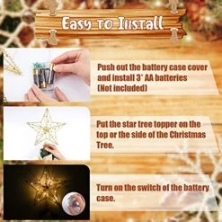 Illuminated Christmas Tree Topper Star Ornaments Battery Operated With Exquisite Gold Beads Warm Lights Treetop For Xmas Decorations Holiday Seasonal Decor -National Tree Company Sale Shop 512VN3K4ZHL