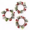 OYATON Mini Christmas Wreaths Rings Decoration, 6 Inch Candle Rings Set With Artificial Berry And Snowy Pinecone For Pillar Candle, Home Dining Table Decoration Centerpiece, Pack Of 3