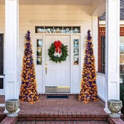 Halloween Pumpkin Tree With 50 Lights,5ft Pop Up Purple Pencil Collapsible Tinsel Halloween Christmas Trees Decorations Indoor For Home Door Porch Bedroom Decor Holiday Party,WOKEISE -National Tree Company Sale Shop 512fMGPGpjS