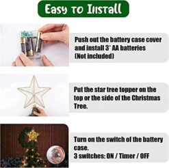 LAWOHO White Winter Christmas Tree Topper, Bauhinia 5 Point Star Tree Topper 11.81" X 10", Xmas Tree Topper Star Lighted With 10 Warm LED For Christmas Tree Ornaments Decorations Home Decor -National Tree Company Sale Shop 512hG4Bz7UL