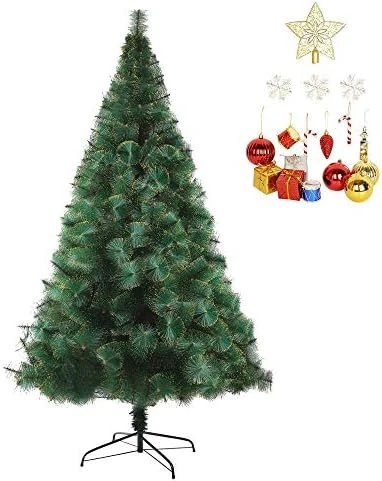 LUCKYERMORE 6ft Christmas Tree With 212 Gold Flocked Tips, Small Flock Xmas Tree With Christmas Tree Topper And Decorations 9 LUCKYERMORE 6ft Christmas Tree With 212 Gold Flocked Tips, Small Flock Xmas Tree With Christmas Tree Topper And Decorations - Image 7