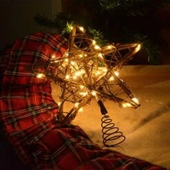 Kingleder Star Tree Toppers Christmas Decorations, Lighted Rustic Rattan Star With Battery Operated Copper Wire Lights For Christmas Tree Decorations(Warm White) -National Tree Company Sale Shop 512nskrpjCL