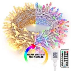 Brizled Christmas Lights, 65.67ft 200 LED Tree Lights Color Changing, 11-Function Warm White & Multicolor Christmas Lights, Connectable 24V Adapter Christmas Lights With Remote For Xmas Tree Party