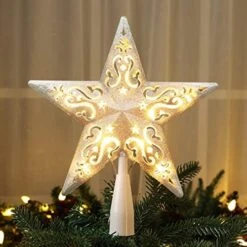 Brizled Lighted Tree Topper, 9.25’’ Gold Glitters Plated Snowflake Christmas Tree Topper With 20 Count Warm White Lights, UL Listed Plugin Xmas Treetop For Christmas Tree Top Home Holiday Decorations 24 Brizled Lighted Tree Topper, 9.25’’ Gold Glitters Plated Snowflake Christmas Tree Topper With 20 Count Warm White Lights, UL Listed Plugin Xmas Treetop For Christmas Tree Top Home Holiday Decorations -National Tree Company Sale Shop 51313gSngL. AC