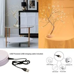 GTSYDING Bonsai Tree Light,108 LEDs Firefly Shimmer Spirit Tree Lamp, USB & Battery Operated, DIY Adjustable Branches Artificial Tabletop Fairy Tree Lights Indoor For Home Decoration (Warm Glow) -National Tree Company Sale Shop 5134JwNLMVL