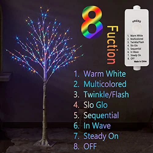 Fudios Lighted Birch Trees 4FT 200 LED Fairy Lights, Lit Artificial Twig Tree With Colorful And Warm White Lights Plug In For Home Christmas Wedding Party Decor Indoor Outdoor 5 Fudios Lighted Birch Trees 4FT 200 LED Fairy Lights, Lit Artificial Twig Tree With Colorful And Warm White Lights Plug In For Home Christmas Wedding Party Decor Indoor Outdoor - Image 3