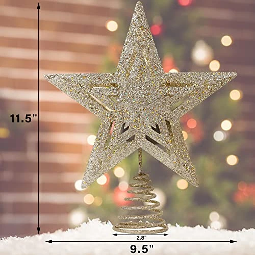 DR.DUDU Christmas Tree Topper, With Rotating Snowflake LED Projector, 3D Glitter Gold Christmas Tree Star, Christmas Decorations Treetop For Winter Home Holiday Decor 5 DR.DUDU Christmas Tree Topper, With Rotating Snowflake LED Projector, 3D Glitter Gold Christmas Tree Star, Christmas Decorations Treetop For Winter Home Holiday Decor - Image 3