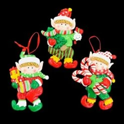 Shatchi Christmas Tree Hanging Decorations Elf Holding Gifts Candy Christmas Xmas Tree Wall Home Décor Ornaments 3pcs Set -National Tree Company Sale Shop 513BHAKbMZL