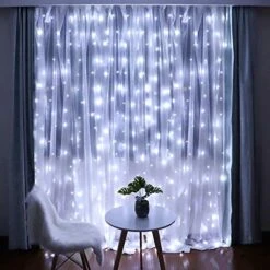 Fiee Fairy Curtain Lights,304 LED 9.8ftX9.8ft 30V 8Modes Safety Window Lights With Memory For Home Wedding Christmas Party Family Patio Lawn Garden Bedroom Outdoor Indoor Wall Decorations(Cool White) -National Tree Company Sale Shop 513R4o9PM2L