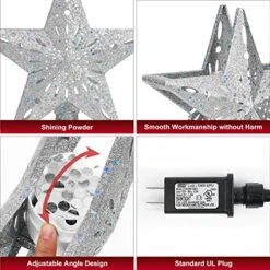 WinPull Christmas Tree Topper Lighted With 6 Pattern Projection Modes, Christmas Star Tree Topper Built-in LED Rotating Lights, 3D Glitter Projector For Christmas Decorations (Silver) -National Tree Company Sale Shop 513RfzYus4L