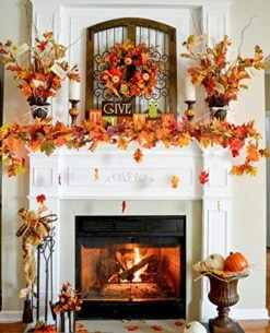 Artiflr 2 Pack Fall Garland Maple Leaf Clearance, 5.9Ft/Piece Hanging Vine Garland Artificial Autumn Foliage Garland Thanksgiving Decor For Home Wedding Fireplace Party Christmas -National Tree Company Sale Shop 513ZSknAtPL