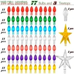 Large Replacement Light Bulbs For Big Ceramic Christmas Trees,（77 PC &3 Treetop Stars） Multicolor Pineapple Tree Pegs Accessories For Decorating 16 To 30in Ceramic Christmas Tree, Etc. -National Tree Company Sale Shop 513afLUaPYL
