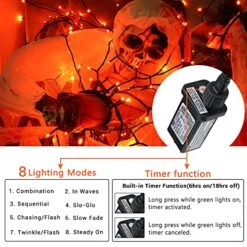 Toodour Halloween Orange Lights, 131ft 350 LED Plug In Halloween String Lights With 8 Modes And Timer, Connectable Outdoor Halloween Lights For Home, Party, Halloween Decor