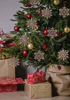 RECUTMS 40Pcs Plastic Snowflake Ornaments Christmas Glitter Snowflakes Hanging Crafts For Wedding Birthday Home Xmas Tree Window Door Accessories,4 Inches,2 Pattern (Champagne) -National Tree Company Sale Shop 513qrux8xIL