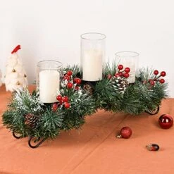 Woofty 18.5 Inch Christmas Candle Holder Centerpiece, Pine Cones And Red Berry Table Centerpiece With 3 Candle Holders Table Accent Centerpiece For Festival Home Decoration 12 Woofty 18.5 Inch Christmas Candle Holder Centerpiece, Pine Cones And Red Berry Table Centerpiece With 3 Candle Holders Table Accent Centerpiece For Festival Home Decoration -National Tree Company Sale Shop 5141cv9y6fL