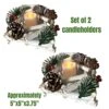 LED Lighted Pinecone Christmas Candleholders - Set Of 2 - Red Berry And Whitewashed Driftwood Xmas Table Decoration -National Tree Company Sale Shop 5142JtyovdS