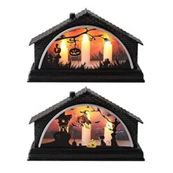 Halloween Night Light Night Light House Witch Decoration Desktop Decoration Light Christmas Hanging Decorations Large (A, One Size) -National Tree Company Sale Shop 5142iO4QQOL