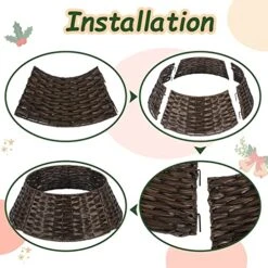 Christmas Tree Collar, 23'' D Handmade Artificial Rattan Wicker Christmas Stand Tree Collar Basket Base Cover For Holiday Decoration-Round Brown -National Tree Company Sale Shop 514YfO4UquL
