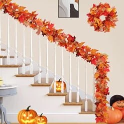 3 Pack Fall Decor For Home Fall Leaves Garland Thanksgiving Decorations Indoor Outdoor 5.8Ft/Piece Artificial Maple Leaf Garland For Autumn Harvest Halloween Party Thanksgiving Door Decor (Red) -National Tree Company Sale Shop 514pAHfq2yL