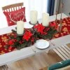 Azalon 26Inch Christmas Triple Candelabrum, Christmas Tabletop Poinsettia And Red Berry Table Centerpiece With 3 Candle Holders