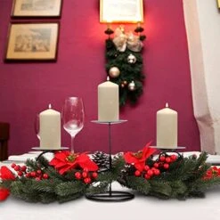 Azalon 26Inch Christmas Triple Candelabrum, Christmas Tabletop Poinsettia And Red Berry Table Centerpiece With 3 Candle Holders -National Tree Company Sale Shop 515GCTzrQ3L