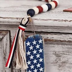 4th Of July Decorations - Tiered Tray Decor Red White Blue Wood Beads Patriotic Garland American Memorial Day Veterans Day Pendant -National Tree Company Sale Shop 515Y8nh3IsL