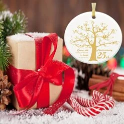 25 Years Anniversary Ornament, 2023 Christmas Hanging Ornament, 25th Years Couple Gifts For Wedding Anniversary, 25thHusband&Wife Married Decoration, 2023 Couple Christmas Ceramic Ornament With Ribbon -National Tree Company Sale Shop 515cfw1xnbL