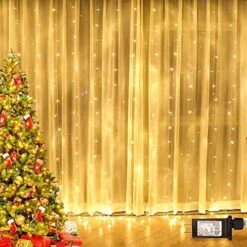 Twinkle Star 300 LED Window Curtain String Light Wedding Party Home Garden Bedroom Outdoor Indoor Wall Decorations, Warm White -National Tree Company Sale Shop 515dpqXL30L. AC