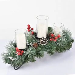 DearHouse 18inch Christmas Candle Holder Centerpiece,Pine Cones And Red Berry Table Centerpiece With 3 Candle Holders Table Accent Centerpiece For Festival Home Decoration 9 DearHouse 18inch Christmas Candle Holder Centerpiece,Pine Cones And Red Berry Table Centerpiece With 3 Candle Holders Table Accent Centerpiece For Festival Home Decoration -National Tree Company Sale Shop 515xPt0gjmL