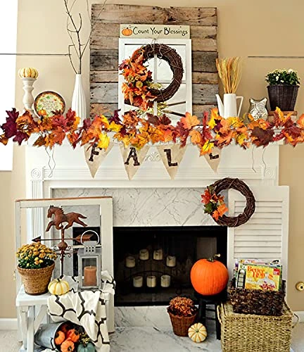 DearHouse 3 Pack Fall Garland Maple Leaf, 5.9Ft/Piece Hanging Vine Garland Artificial Autumn Foliage Garland Thanksgiving Decor For Home Wedding Fireplace Party Christmas 4 DearHouse 3 Pack Fall Garland Maple Leaf, 5.9Ft/Piece Hanging Vine Garland Artificial Autumn Foliage Garland Thanksgiving Decor For Home Wedding Fireplace Party Christmas - Image 2
