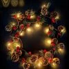 Christmas Garland With Lights, Battery Operated Christmas Lights, String Lights With Bell, Needle, Pine Cones, Red Berries, Xmas Wreath For Tree, Fireplace, Indoor Decorations, 2m/6.6FT, 20 Led -National Tree Company Sale Shop 516RKrJixaL