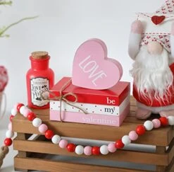 Valentines Day Tiered Tray Decor, 1 Valentine’s Day Wood Book Stack, 1 Bead Garland For Valentine, Be Mine Valentine Mini Faux Decorative Books Bundle, Farmhouse Valentine Decor For Table Mantle -National Tree Company Sale Shop 516Y1a4lBJL