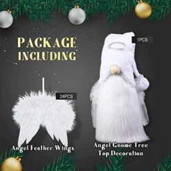 White And Silver Angel Treetop 23 Inch Tree Topper Gnome Angel And 24 Pcs 4.72 X 4.6 Inch Angel Feather Ornament Christmas Tree Ornament Mantel Table Decorations For Xmas Winter Holiday Memorial Decor 9 White And Silver Angel Treetop 23 Inch Tree Topper Gnome Angel And 24 Pcs 4.72 X 4.6 Inch Angel Feather Ornament Christmas Tree Ornament Mantel Table Decorations For Xmas Winter Holiday Memorial Decor -National Tree Company Sale Shop 516ojLDfwGL