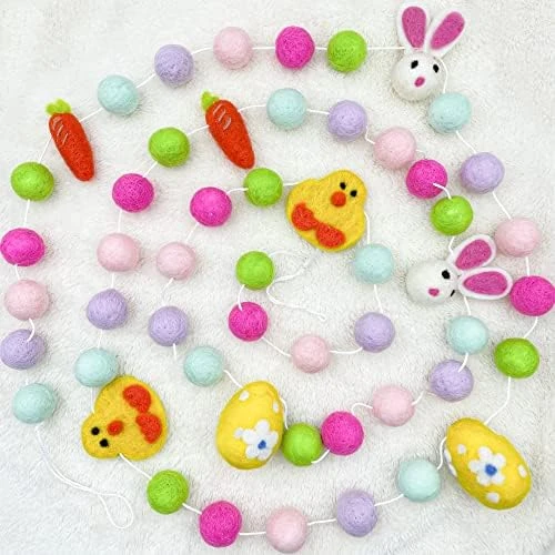 Christmas Felt Ball Garland, Pom Pom Garland, Stars And Candy Cane Garland, Hand-Made From Natural Wool, Cute Hanging Decor For Christmas Tree, Kids Bedroom, Living Room, Nursery - 9 Feet Long 10 Christmas Felt Ball Garland, Pom Pom Garland, Stars And Candy Cane Garland, Hand-Made From Natural Wool, Cute Hanging Decor For Christmas Tree, Kids Bedroom, Living Room, Nursery - 9 Feet Long - Image 8