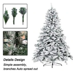 Outroad 7ft Snow Flocked Christmas Tree Premium Hinged Artificial Pine Tree,Xmas Tree Metal Stand And 1000 Lush Branch Tips Holiday Decorate , Easy To Assemble, White… -National Tree Company Sale Shop 5177BovLWKL