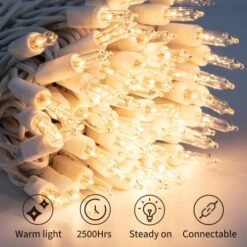 75 Feet Clear Christmas Lights - 300 Count Incandescent Bulb Mini String Lights UL Listed For Indoor Christmas Tree Garland Birthday Wedding Party Festival Decoration, White Wire -National Tree Company Sale Shop 517SNLrGbtL