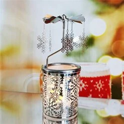 Kingnero Christmas Snowflake Carousel Candle Rotating Rotary Candle Holder Spinning Tealight Candleholder For Relatives And Friends Gifts -National Tree Company Sale Shop 51819xwdF6L