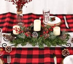 DearHouse Christmas Candle Holder Centerpiece, Pine Cones And Red Berry Table Centerpiece With 3 Candle Holders Table Accent Centerpiece For Festival Home Decoration 20" X 10" X 6"(L X W X H) -National Tree Company Sale Shop 5181PSOUnML