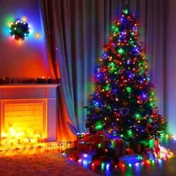 [ 8 Modes & Timer ] 2 Pack Battery Operated Multicolor Christmas String Lights Total 100 LED 33.4 Ft Green Wire Xmas Tree Lights For Indoor Outdoor Yard Garden Wedding Party Decor, Each 50 LED 16.7 Ft -National Tree Company Sale Shop 5188kqL4YwL