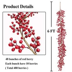 6FT Valentines Day Red Berry Garland Decoration Artificial Red Berry Garland With Bendable Stems Xmas Tree Indoor Outdoor Home Mantle Fireplace Stairs Table Holiday Thanksgiving Party Supplies -National Tree Company Sale Shop 518DGys9MeL