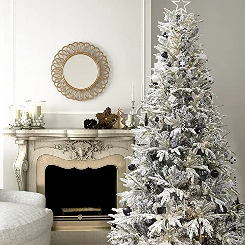 ITART 127ct Christmas Tree Ornaments Decorations Assortment Including Tree Topper Balls Snowflakes Stars Pine Cones Miniature Gift Boxes And Beads Garlands Finial (Black And White) 4 ITART 127ct Christmas Tree Ornaments Decorations Assortment Including Tree Topper Balls Snowflakes Stars Pine Cones Miniature Gift Boxes And Beads Garlands Finial (Black And White) - Image 2