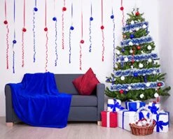 Christmas Tree Royal Blue Frost Tip Tinsel Garland Blue Silver Metallic Streamers Celebrate A Holiday Hanukkah Party Ceiling Hanging Decorations Indoor And Outdoor Disco Party Supplies -National Tree Company Sale Shop 518fSJW3CZL