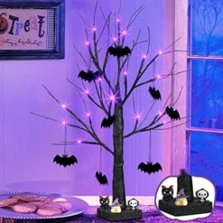 EAMBRITE Halloween Tree, 2FT Black Spooky Tree With 24 LED Orange Lights And 8 Pumpkins, Battery Operated Small Tabletop Black Tree With Timer For Halloween Decorations Christmas Room Home Fireplace -National Tree Company Sale Shop 518lzG95FTL. AC
